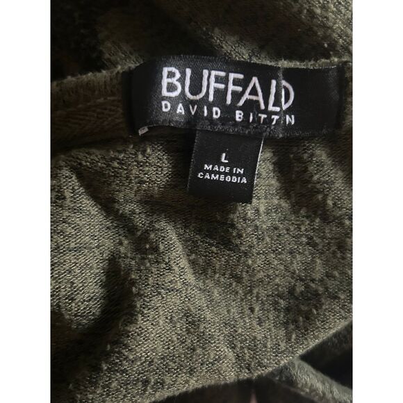 Buffalo David Bitton Olive Green Star Print Long Sleeve Casual Sweater Size L - Picture 9 of 10